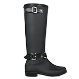 New Women Buckle Straps Knee High Rubber Rain Snow Boots Waterproof Jelly Shoes TRENDS SNJ SHOES