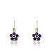 Little Miss Twin Stars Girls Earrings - 14k Gold Plated Purple Flower Leverback Earring - Hypoallergenic and Nickel Free For Sensitive Ears