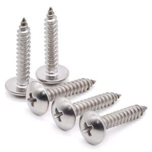 Glvaner M4.2 x 9.5mm Truss Head Phillips Drive Wood Screws, 304 Stainless Steel 18-8, Mushroom Head Self Tapping Screws, Bright Finish, Pack of 80