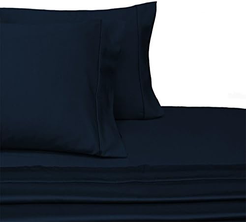 Deluxe and Super Soft Brushed Microfiber Attached Waterbed Sheet Set with Pole Attachment, 3 Piece Super Single Size, Navy