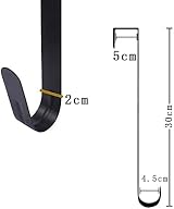 2 Pack Black Metal Door Hooks 12in Wreath Hanger for Front Door view 2