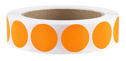 1" Orange Color-Code Dot Labels on Cores - Permanent Adhesive, 1.00 inch - 1,000 Stickers per Roll