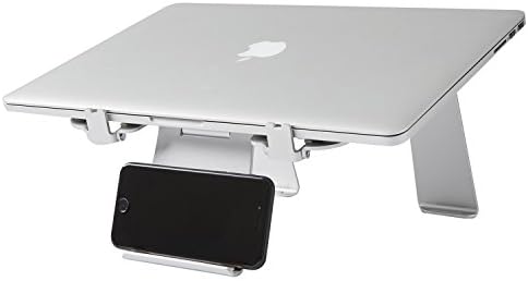 DiiZiGN:Foldable Adjustable Laptop Stand with Phone Holder (Space Grey, Silver, Gold, Rose Gold)(Silver)
