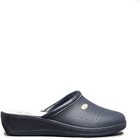 Mary Ladies Leather Mule Clogs Navy