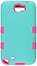 Asmyna Rubberized TUFF Hybrid Phone Protector Cover for Samsung Galaxy Note II - Retail Packaging - Teal/Electric Pink