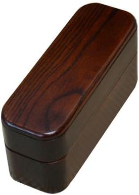 Matsuri no Eemon Slim Two-level Bento Box Hollowed Wood Lacquered