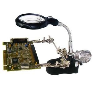 Lente Ingrandimento 35x Con Pinze Da Tavolo Luce Led Supporto Saldatore