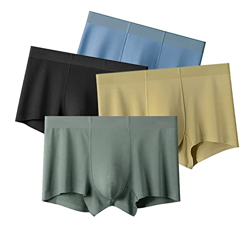Zingther Traceless Breathable Ice Silk Cool Underwear Trunks Pack of 4 for Men and Big Boys