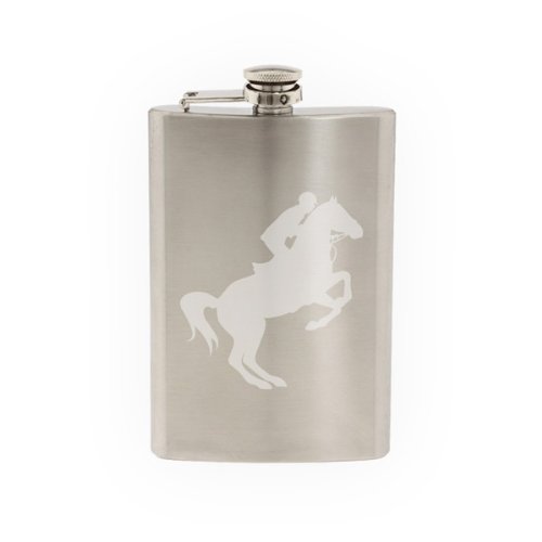 Equestrian #3 - Horseback Riding Competition Vaulting- Etched 8 Oz Stainless Steel Flask