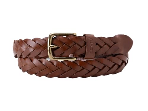 Levi's Cinturón de Piel Leather Braid Belt, Brown, 70, coñac, Hombre