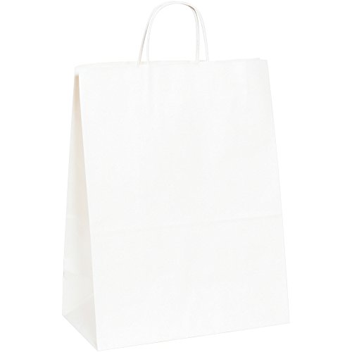 Paper Shopping Bags, 13" x 7" x 17", White, 250/Case