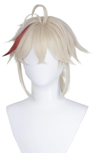 KAPVXRKI Cosplay Wig Men Short Wig with Bangs Colorful Game Role Playing Wig Heat Resistant Synthetic Wigs for Halloween Costume Party Role Play (Beige)