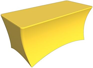 SY66 Tablecloth Cover, 6 ft white,Table Cloth Skirts, Rectangular, Polyester/Spandex, Elastic, Stretchable Linen, Stain &amp; Wrinkle Proof, for Folding Tables, Wedding, DJ, Events (yellow)