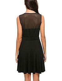 TOP-MAX Vestido de cóctel elegante sin mangas para mujer, cuello redondo, Sexy, lindo mini vestido para fiesta, negro   rojo   verde