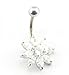 Baqi Cute Clear Crystal Flower Belly Button Navel Ring Bar Body Piercing Clear