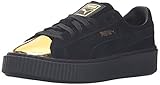 PUMA Women's Suede Platform Fashion Sneaker, Gold-Puma Black-Puma, 7.5 M US