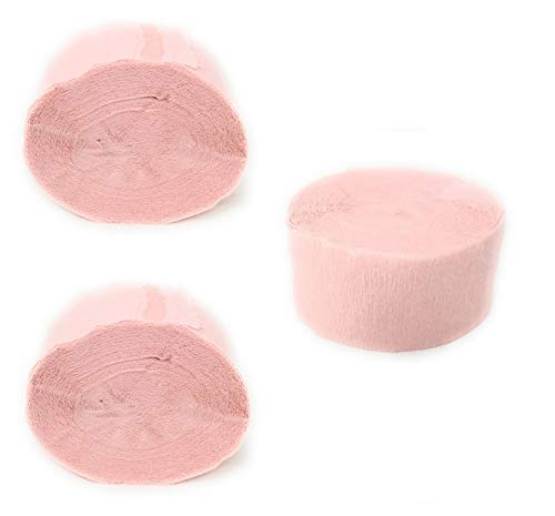 Crepe Paper Streamers for Birthday Party Wedding School Celebrations Decorations (Pale Pink, 3 Rolls)