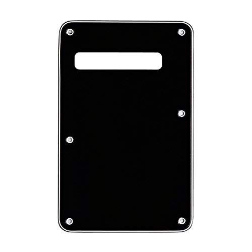 Musiclily 6 Hole Strat Back Plate Tremolo Spring Cover for Fender USA/Mexican Standard Stratocaster Modern Style Electric Guitar, 3Ply Black — image 1
