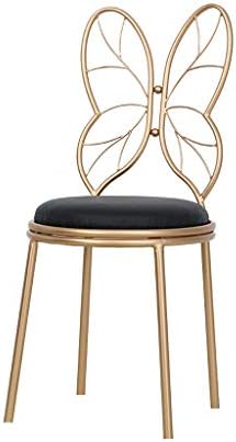Family History Butterfly Tie Change the shoe bench, Nordic style Gold Princess Dressing table Makeup chair Individual Backrest Dining chair Household Decoration Furniture 90CM,Black