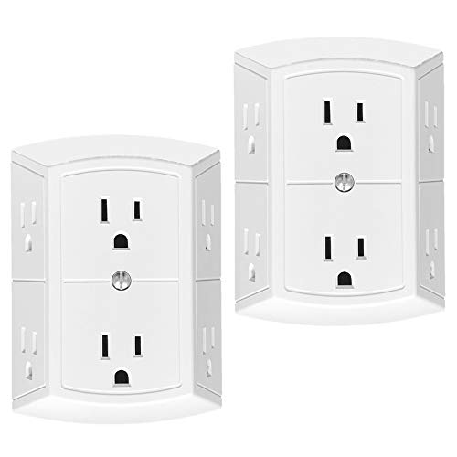 6 Outlet Grounded Three Sided Wall Adapter Tap, Oviitech Multi Spaced