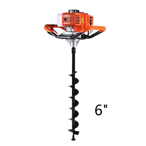 GiODLCE 52CC Gas Powered Post Hole Digger 2-Cycle Earth Auger, Ground Drill with 3 bits (5" & 6" & 8") (Digger + 6" bits)