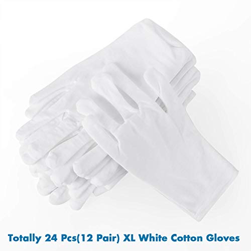 image for White Cotton Gloves, Cridoz 12 Pairs Cotton Gloves Cleaning Serving Ar
