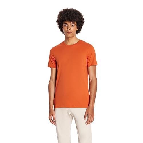 Armani Exchange Men's Solid Colored Basic Pima Crew Neck, Orange Ember, XX-Large