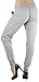 ToBeInStyle Women's Solid Print French Terry Jogger Pants - Heather Grey - Large