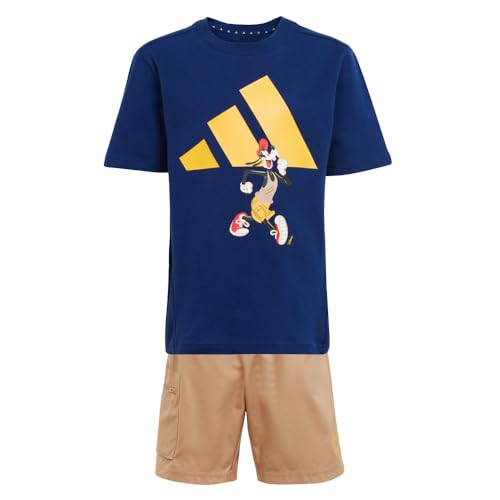 adidas Unisex-Kids x Disney Mickey Mouse Sportswear T-Shirt Set, Dark Blue/Crew…