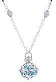 MJartoria Filigree Cage Music Chime Ball Prenatal Education Baby Caller Pregnancy Necklace Teal