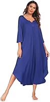 Ekouaer Nightgowns Long 3/4 Sleeve Women Lounge Dress Plus Size Loungewear Full Length Sleepshirt