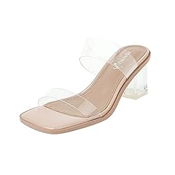 vivianly Womens Clear Heels Sandals Chunky Heel