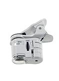 Snowmanna-60X Clip-On Type Microscope LED UV Light Jewelry Loupe Magnifier Loop Jeweler Eye Glass Microscope pro tools for Universal SmartPhones iPhone Samsung and Tablets