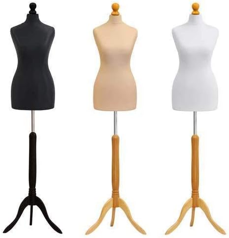 Female Tailors Dummy Size 12-14 Fashion Student Dressmaker Display Bust Mannequin (White Dummy + White Stand)