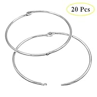 Coideal Extra Large Metal Book Rings/Loose Leaf Binder Rings 3 Inch, Easy to Open and Close, 20 Pack Jumbo Silver Circular Shower Curtain Ring Loops for Drape, Bathroom, Home Decor (76 mm)