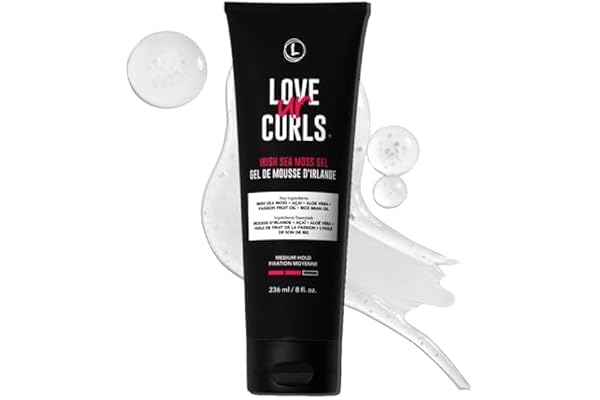Love Ur Curls Irish Sea Moss Hair Gel, Medium Hold Hair Styling Curling Gel for Defined Curly Hair, Waves & Coils, Vegan, Cru