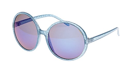 Revive Eyewear Retro Disco Stomp Glitter Frame Sunglasses (Blue, 65)