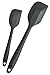 StarPack Basics Silicone Spatula Set of 2 (1 Small, 1 Large), High Heat Resistant to 480°F, Hygienic One Piece Design, Non Stick Rubber Cooking Utensil Set (Gray Black)