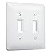 TayMac 4400W Paintable Double Toggle Light Switch Wall Plate Cover, White, 2-Gang