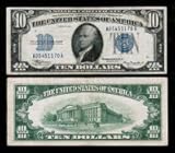 $10 Silver Certificate Blue Seal series 1934 Old U.S. Paper Money.