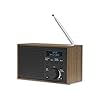 DAB+ en FM-radio, DAB-46, donkergrijs, klok en wekker, werkt met batterij en stroom, 2 W audio-uitgang, houten afwerking…