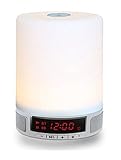 Portable Bluetooth Speaker LED Lamp，Fwheel 7 Different Colors Table Lamp, Alarm Clock, Hands-Free Speakerphone with Mic, Support TF Card for Smartphones and All Bluetooth Audio Devices