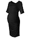 Maternity Bodycon Dress Short Sleeve Ruched Sides Knee Length Shirred Dress