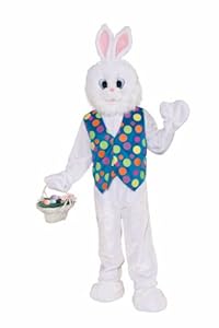 Forum Deluxe Plush Funny Bunny Mascot Costume, White, Standard (Up To Chest Size 42)