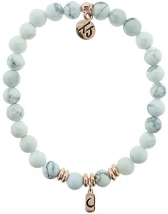Howlite Beaded Bracelet with Inspiration Charm (Love/Moon Charm)
