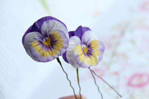 Pansy Hair Pin Handmade Pansy Flower Hair Pin Hair Pin Purple