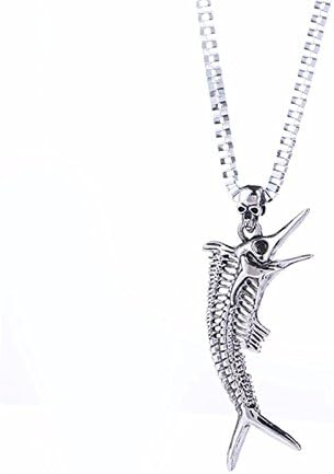 HYHONEY Unique Hollow Fish Bone Pendant Necklace Biker Sport Stainless Steel Punk Personality