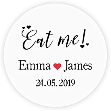 eKunSTreet ® 48x Personalised 40mm Round Wedding Favour Stickers Labels, Envelopes Seals, Homemade Cards Embellishment