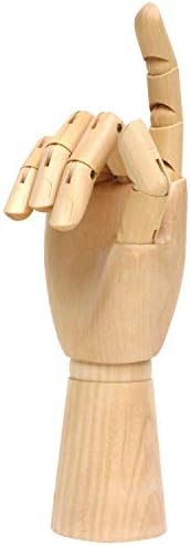 Wooden Hand Model Flexible Moveable Fingers Manikin Hand Figure Both Left and Right Hand for Sketching Drawing Home Office Desk Posable Joints Kids Children Toys Gift 10''Right Hands