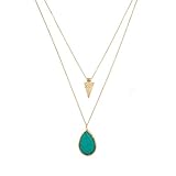 Lux Accessories Synthetic Turquoise Stone Teardrop Tear Drop Arrowhead Arrow Necklace Set